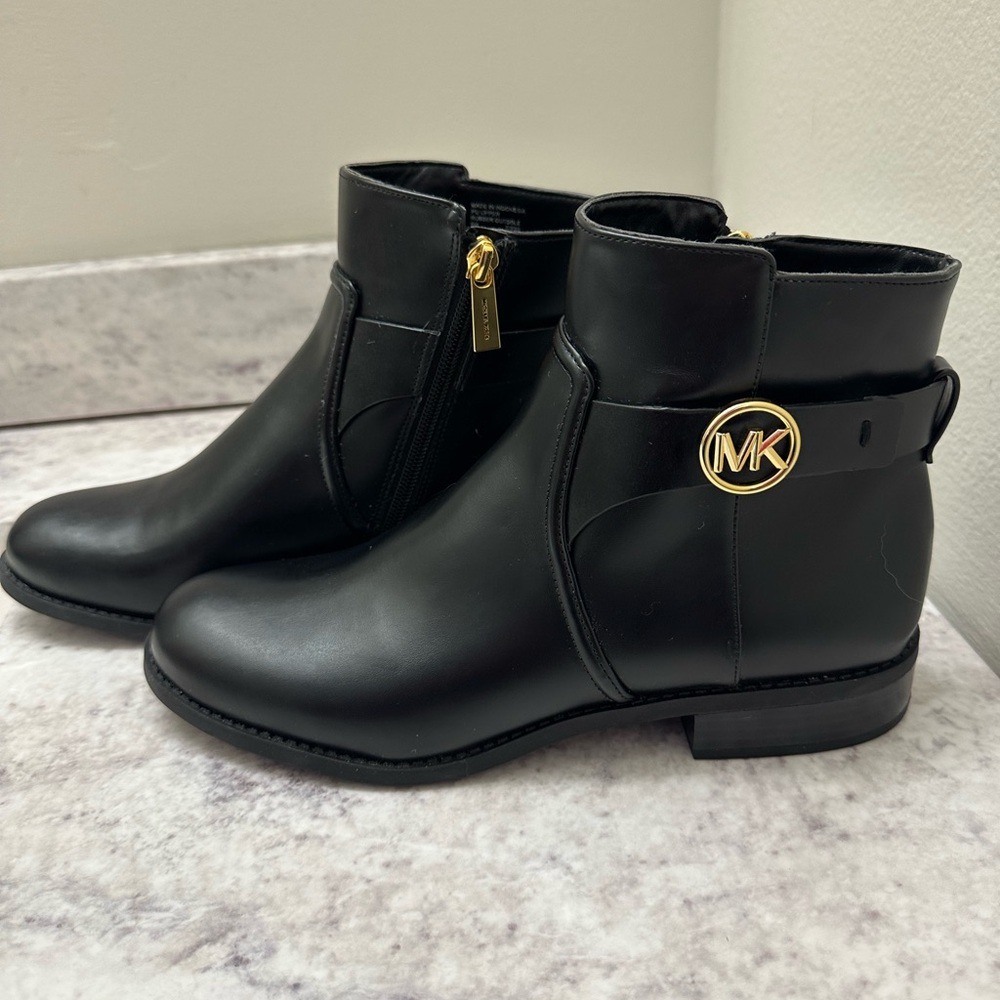 Michael Kors Black Ankle Boots with Gold Hardware
